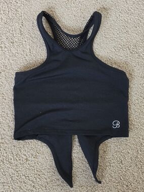Bombshell Sportswear Black Athletic Crop Top with Mesh Detail
